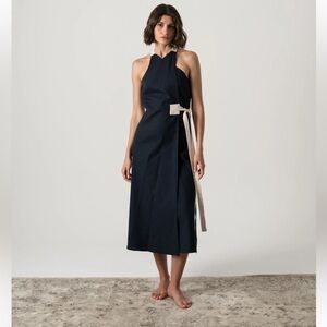 Luxmii Navy‎ Blue Zulu Wrap Midi Dress